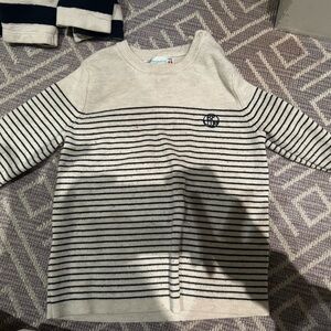 Bonpoint Striped Cream and Black Kids Shirt